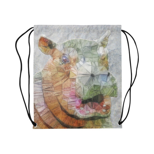 happy hippo, hippopotamus Large Drawstring Bag Model 1604 (Twin Sides)  16.5"(W) * 19.3"(H)