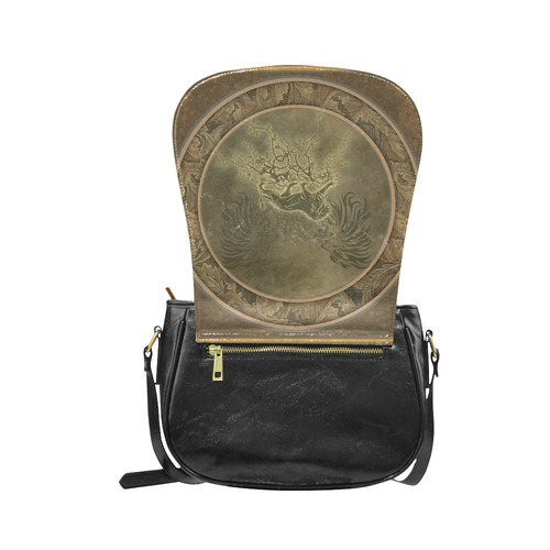 Lion with floral elements, vintage Classic Saddle Bag/Large (Model 1648)