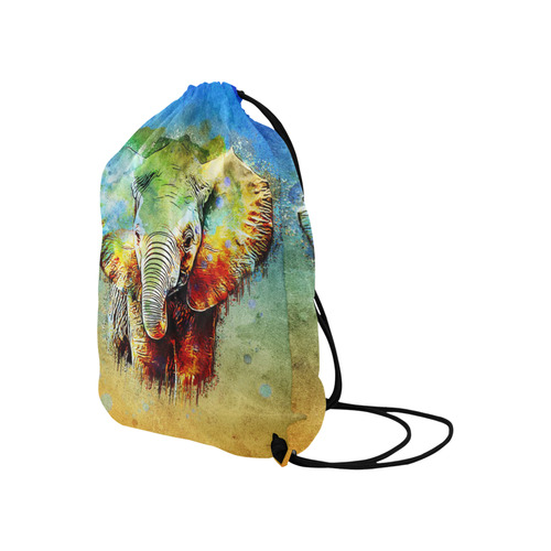 watercolor elephant Large Drawstring Bag Model 1604 (Twin Sides)  16.5"(W) * 19.3"(H)