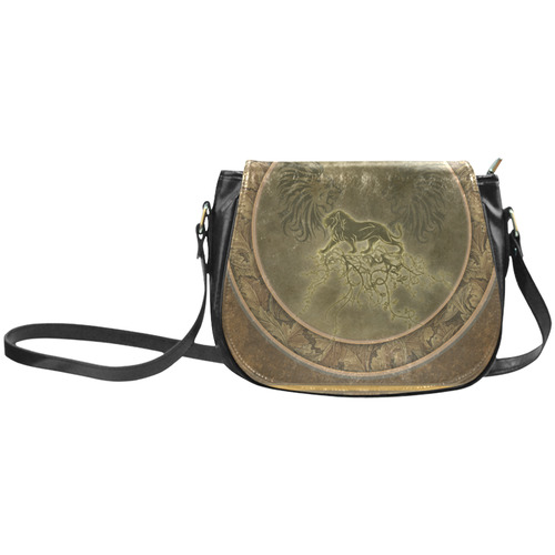 Lion with floral elements, vintage Classic Saddle Bag/Large (Model 1648)