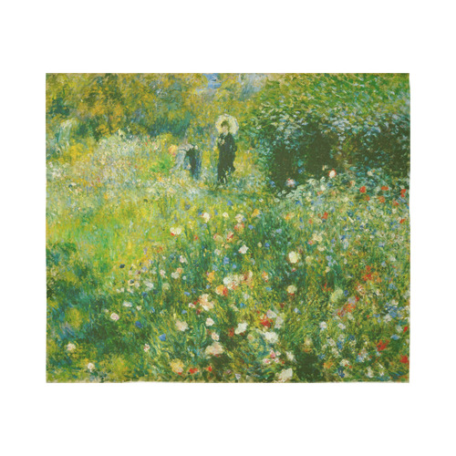 Renoir Woman with Parasol Garden Floral Cotton Linen Wall Tapestry 60"x 51"