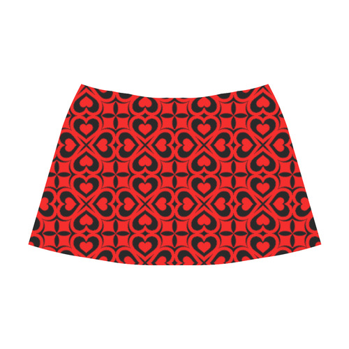 Red Black Heart Lattice Mnemosyne Women's Crepe Skirt (Model D16)