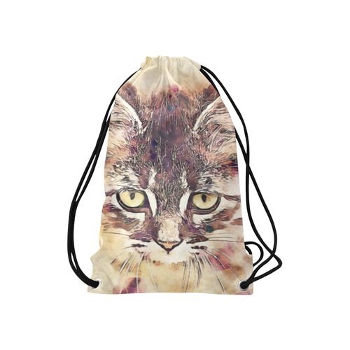 watercolor cat Small Drawstring Bag Model 1604 (Twin Sides) 11"(W) * 17.7"(H)