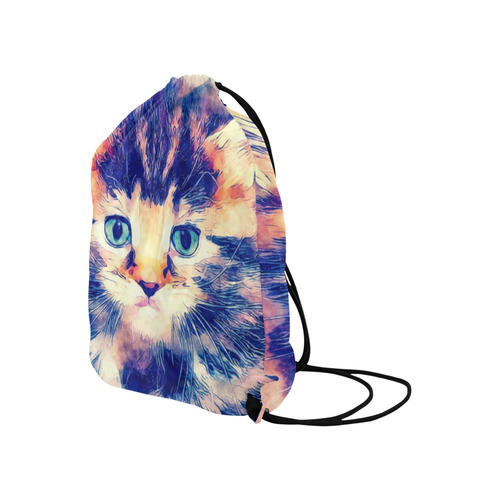 watercolor cat Large Drawstring Bag Model 1604 (Twin Sides)  16.5"(W) * 19.3"(H)