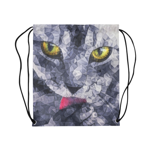 cat tongue Large Drawstring Bag Model 1604 (Twin Sides)  16.5"(W) * 19.3"(H)