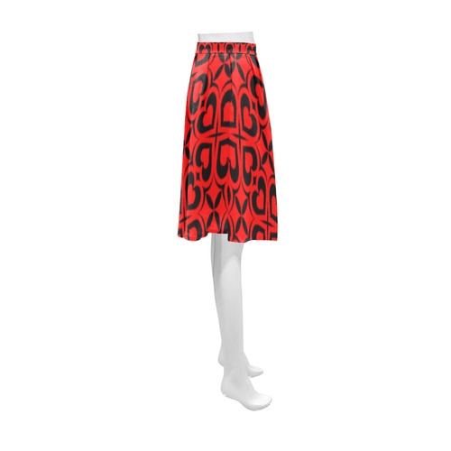 Red Black Heart Lattice Athena Women's Short Skirt (Model D15)