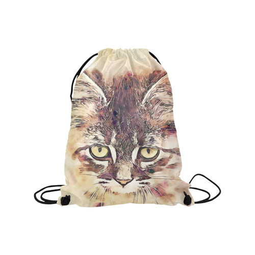 watercolor cat Medium Drawstring Bag Model 1604 (Twin Sides) 13.8"(W) * 18.1"(H)