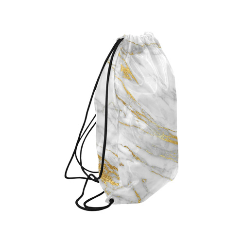 italian Marble, white and gold Small Drawstring Bag Model 1604 (Twin Sides) 11"(W) * 17.7"(H)