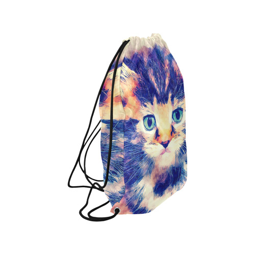watercolor cat Small Drawstring Bag Model 1604 (Twin Sides) 11"(W) * 17.7"(H)