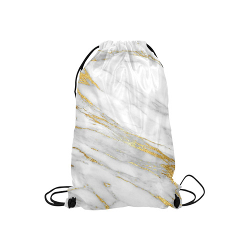 italian Marble, white and gold Small Drawstring Bag Model 1604 (Twin Sides) 11"(W) * 17.7"(H)