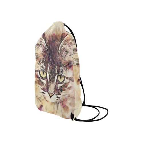 watercolor cat Small Drawstring Bag Model 1604 (Twin Sides) 11"(W) * 17.7"(H)