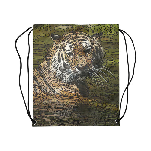 animal artstudion 15416 tiger Large Drawstring Bag Model 1604 (Twin Sides)  16.5"(W) * 19.3"(H)