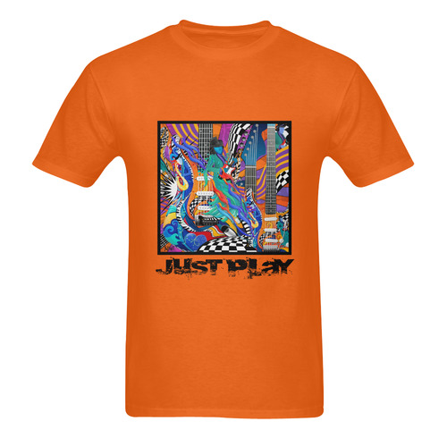 Best Music T Shirt Just Play by Juleez Men's T-Shirt in USA Size (Two Sides Printing)
