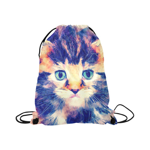 watercolor cat Large Drawstring Bag Model 1604 (Twin Sides)  16.5"(W) * 19.3"(H)