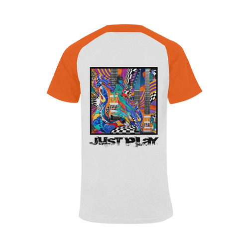 Rock Band Retro Electric Guitar Musician Art by Juleez Men's Raglan T-shirt Big Size (USA Size) (Model T11)