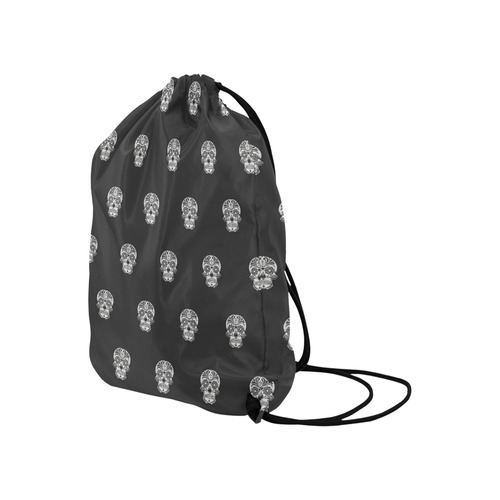skull pattern bw Large Drawstring Bag Model 1604 (Twin Sides)  16.5"(W) * 19.3"(H)
