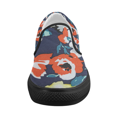 flowers Women's Slip-on Canvas Shoes (Model 019)