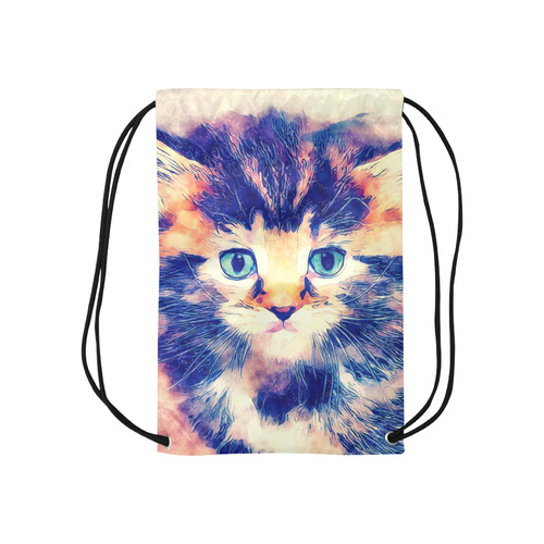 watercolor cat Small Drawstring Bag Model 1604 (Twin Sides) 11"(W) * 17.7"(H)