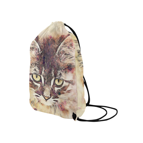 watercolor cat Medium Drawstring Bag Model 1604 (Twin Sides) 13.8"(W) * 18.1"(H)