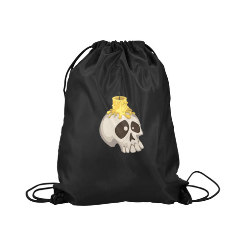 halloween - skull with candle Large Drawstring Bag Model 1604 (Twin Sides)  16.5"(W) * 19.3"(H)