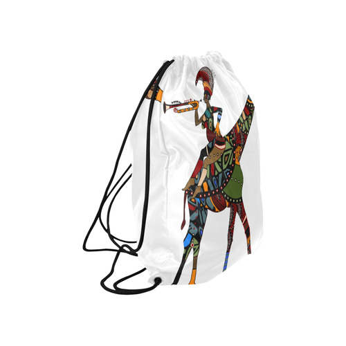 woman sitting on the back of a giraffe Large Drawstring Bag Model 1604 (Twin Sides)  16.5"(W) * 19.3"(H)