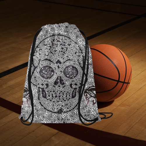 Mosaic Skull Medium Drawstring Bag Model 1604 (Twin Sides) 13.8"(W) * 18.1"(H)