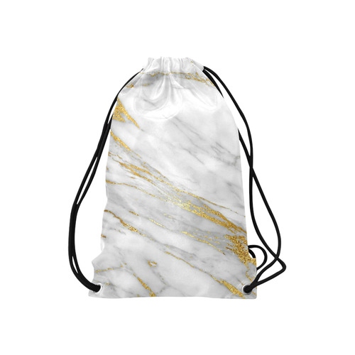 italian Marble, white and gold Small Drawstring Bag Model 1604 (Twin Sides) 11"(W) * 17.7"(H)
