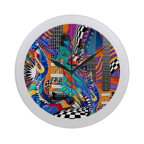 Best Music Clock Guitar Musician Art Print by Juleez Circular Plastic Wall clock