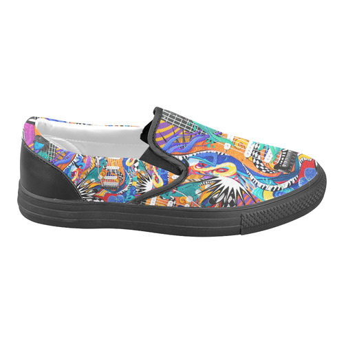 Rock Band Colorful Electric Guitar Musician Pop Art Print Slip-on Canvas Shoes for Men/Large Size (Model 019)