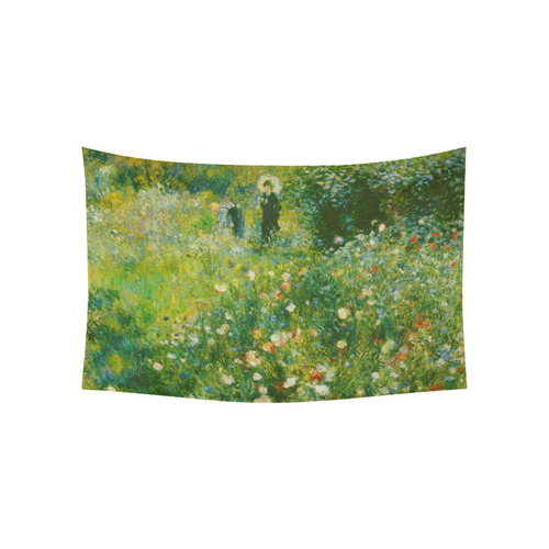 Renoir Woman with Parasol Garden Floral Cotton Linen Wall Tapestry 60"x 40"