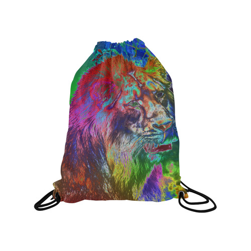 NEON Lion Medium Drawstring Bag Model 1604 (Twin Sides) 13.8"(W) * 18.1"(H)