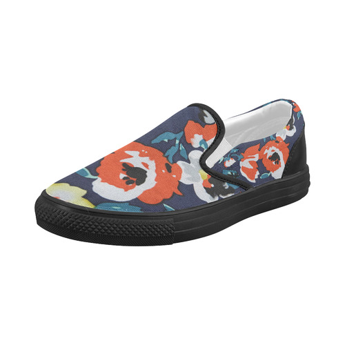 flowers Women's Slip-on Canvas Shoes (Model 019)