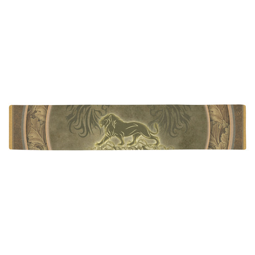 Lion with floral elements, vintage Table Runner 14x72 inch