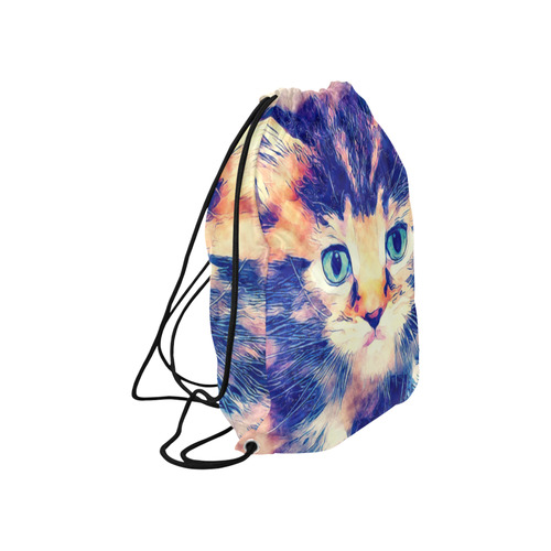 watercolor cat Large Drawstring Bag Model 1604 (Twin Sides)  16.5"(W) * 19.3"(H)