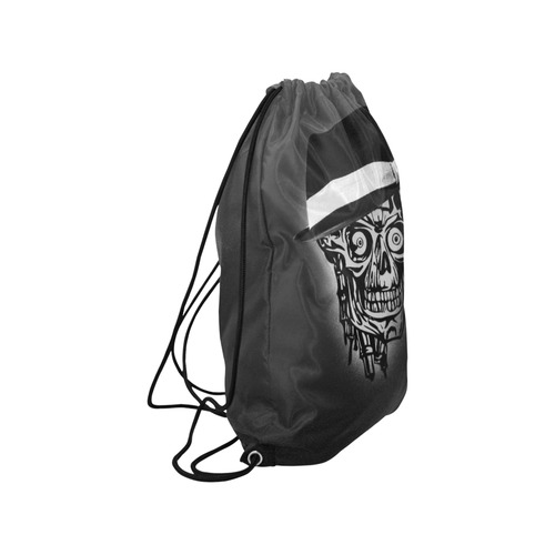 Elegant Skull with hat,B&W Medium Drawstring Bag Model 1604 (Twin Sides) 13.8"(W) * 18.1"(H)