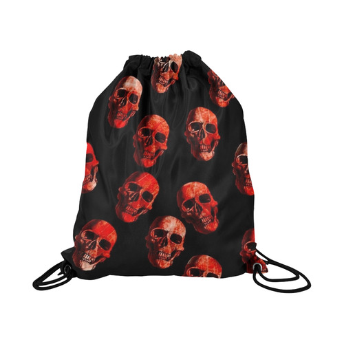 skulls red Large Drawstring Bag Model 1604 (Twin Sides)  16.5"(W) * 19.3"(H)