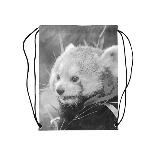 red panda b&w Medium Drawstring Bag Model 1604 (Twin Sides) 13.8"(W) * 18.1"(H)