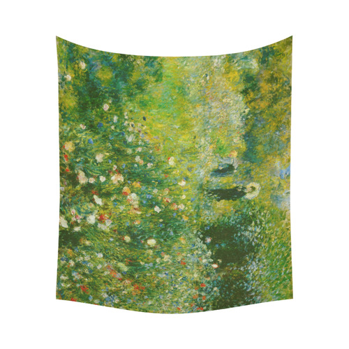Renoir Woman with Parasol Garden Floral Cotton Linen Wall Tapestry 60"x 51"