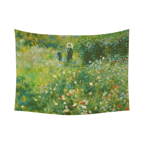 Renoir Woman with Parasol Garden Floral Cotton Linen Wall Tapestry 80"x 60"