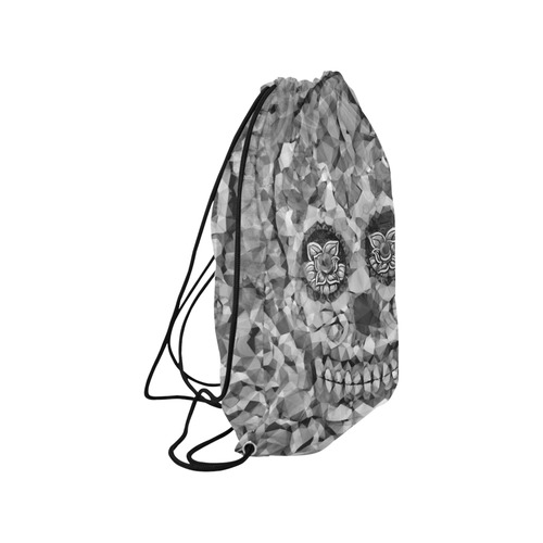Polygon Skull black white Medium Drawstring Bag Model 1604 (Twin Sides) 13.8"(W) * 18.1"(H)