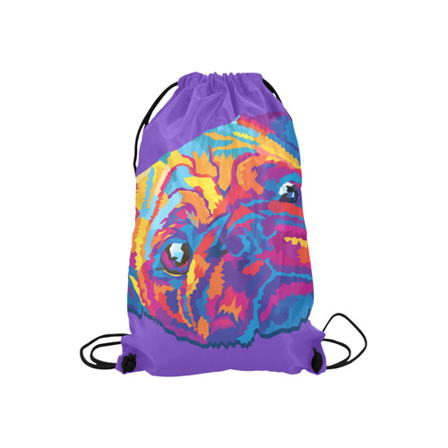 pop art pug Small Drawstring Bag Model 1604 (Twin Sides) 11"(W) * 17.7"(H)