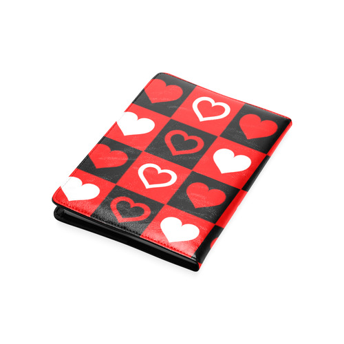 Red White Black Heart Squares Custom NoteBook A5