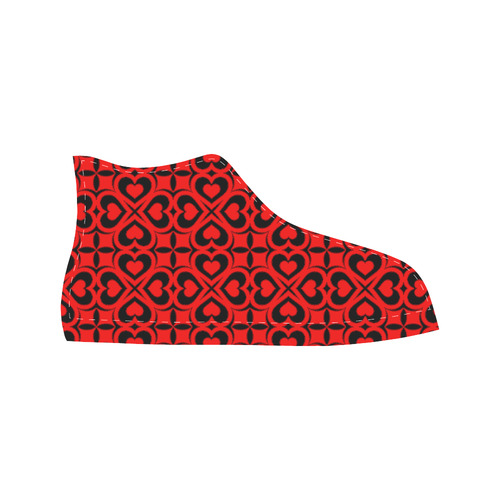 Red Black Heart Lattice Aquila High Top Microfiber Leather Women's Shoes (Model 032)