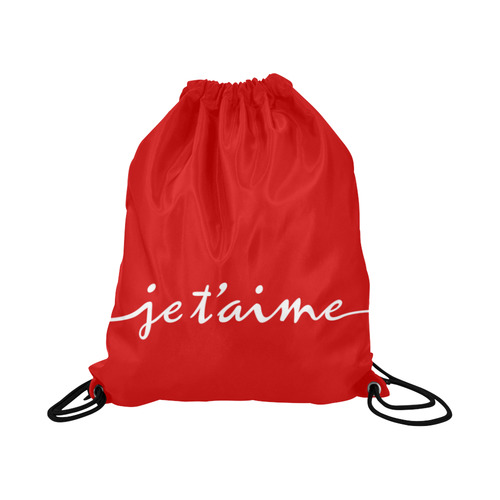 Romantic je t'aime - french love - white Large Drawstring Bag Model 1604 (Twin Sides)  16.5"(W) * 19.3"(H)