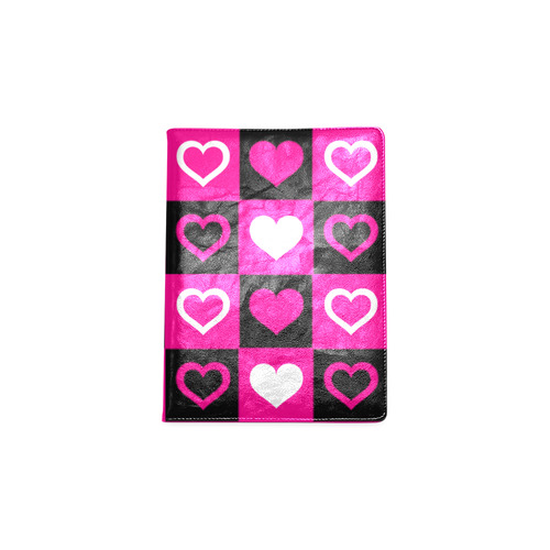 Pink White Black Heart Squares Custom NoteBook B5