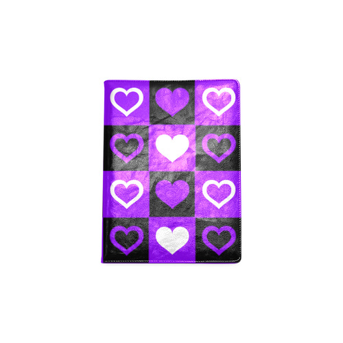 Purple White Black Heart Squares Custom NoteBook B5