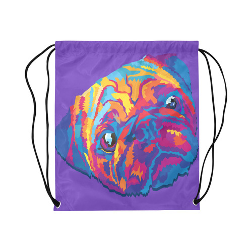 pop art pug Large Drawstring Bag Model 1604 (Twin Sides)  16.5"(W) * 19.3"(H)