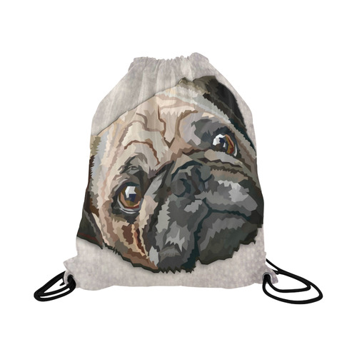 pug love Large Drawstring Bag Model 1604 (Twin Sides)  16.5"(W) * 19.3"(H)