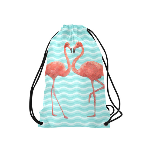 flamingo love Small Drawstring Bag Model 1604 (Twin Sides) 11"(W) * 17.7"(H)