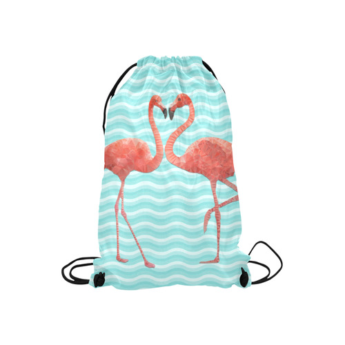 flamingo love Small Drawstring Bag Model 1604 (Twin Sides) 11"(W) * 17.7"(H)